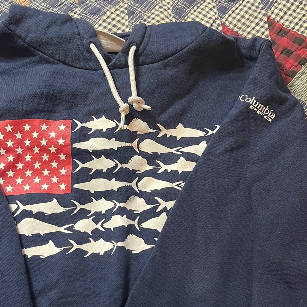 MEN MEDIUM JACKETS HOODIE PFG Columbia fish flag hoodie 1080 - Picture 7 of 7